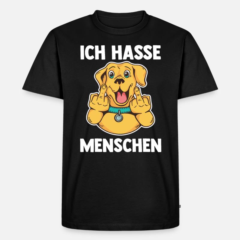 Ich Hasse Menschen Hund - Männer Premium Bio T-Shirt - Schwarz