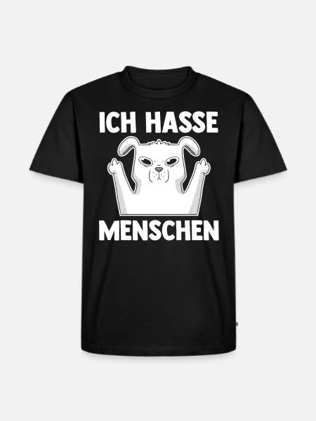 Hund Ich Hasse Menschen - Männer Premium Bio T-Shirt - Schwarz