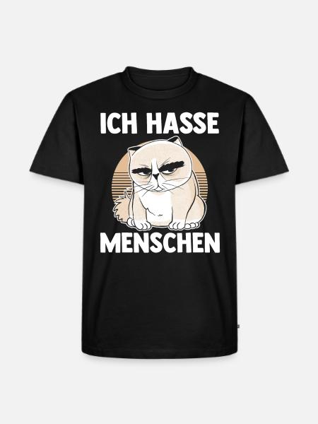 Ich Hasse Menschen Katze - Männer Premium Bio T-Shirt - Schwarz