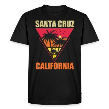 Surf en Californie Santa Cruz - T-shirt Premium bio Homme - noir - Devant - Nico (187cm)
