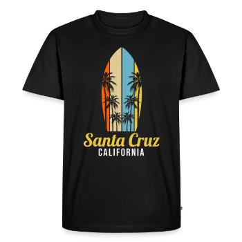 Surf en Californie Santa Cruz - T-shirt Premium bio Homme - noir - Devant - Nico (187cm)