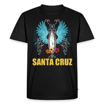Surf en Californie Santa Cruz - T-shirt Premium bio Homme - noir - Devant - Nico (187cm)
