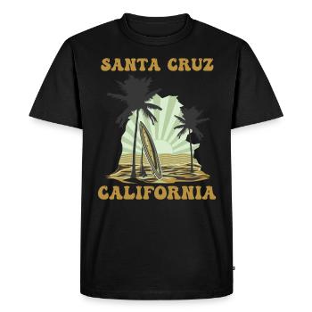 Surf en Californie Santa Cruz - T-shirt Premium bio Homme - noir - Devant - Nico (187cm)