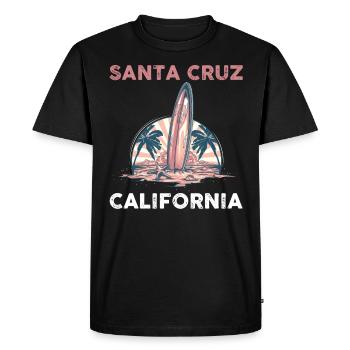 Surf en Californie Santa Cruz - T-shirt Premium bio Homme - noir - Devant - Nico (187cm)