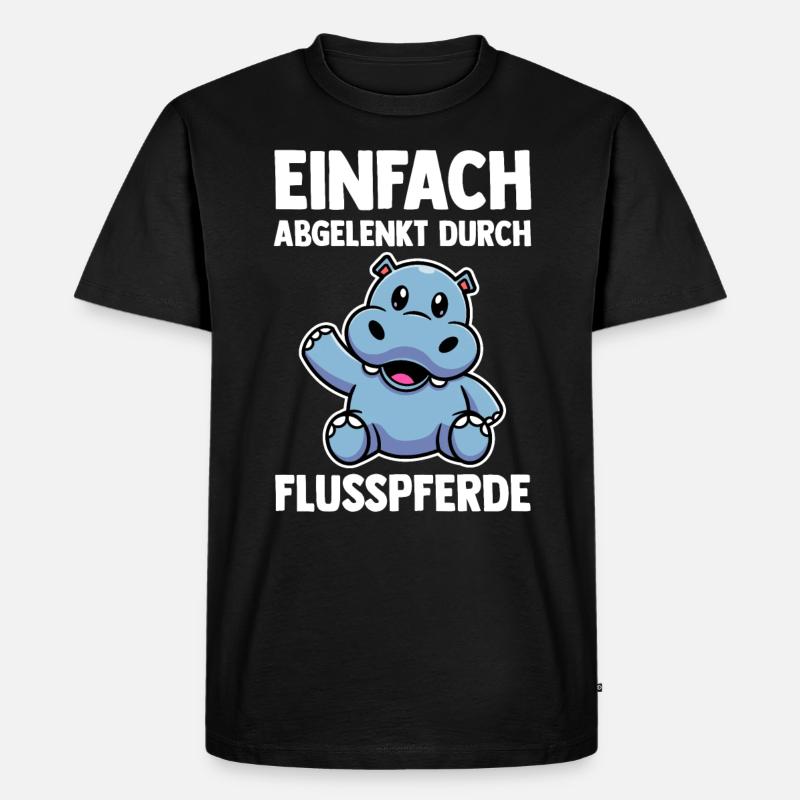 Nilpferd Flusspferd - Männer Premium Bio T-Shirt - Schwarz