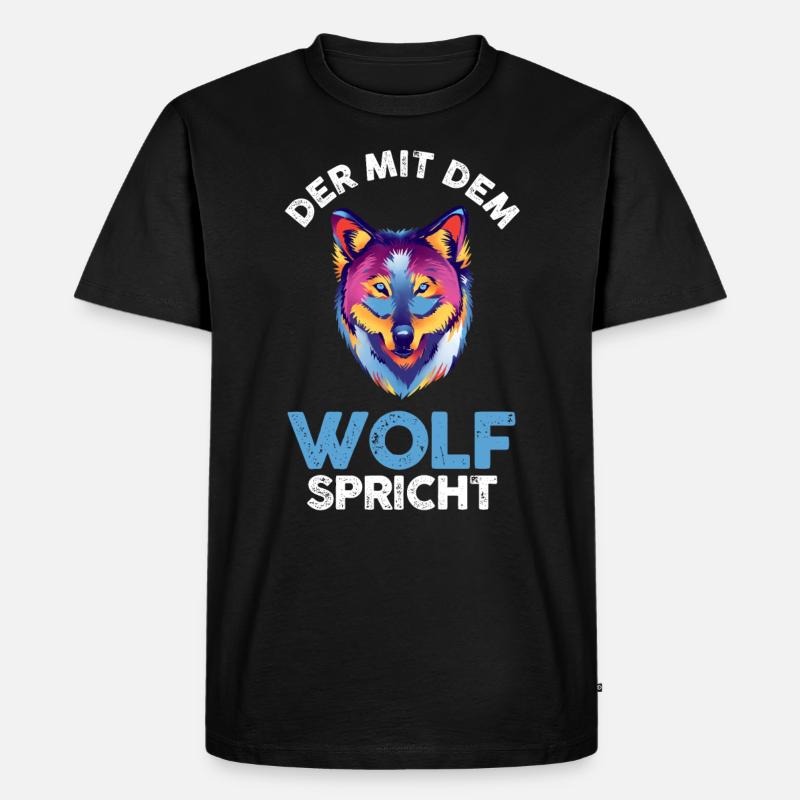 Tier Waldtier Wolf - Männer Premium Bio T-Shirt - Schwarz