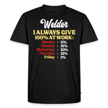 100% Au Travail Citation Drôle Soudeur - T-shirt Premium bio Homme - noir - Devant - Nico (187cm)