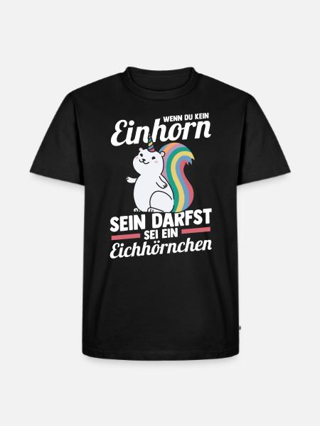 Einhorn Eichhörnchen - Männer Premium Bio T-Shirt - Schwarz