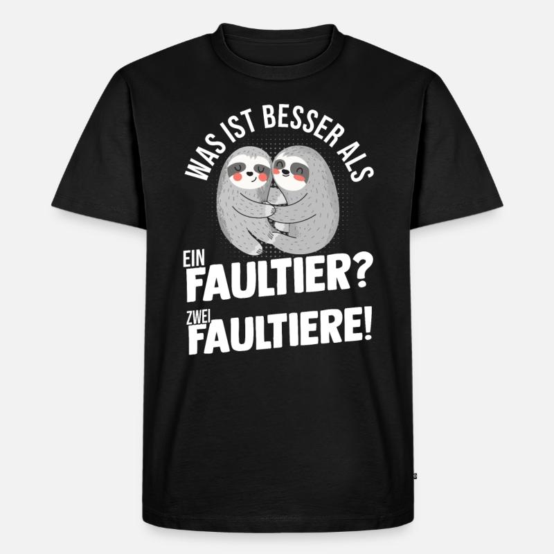 Faultier - Männer Premium Bio T-Shirt - Schwarz