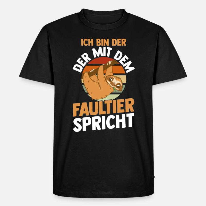 Faultier - Männer Premium Bio T-Shirt - Schwarz