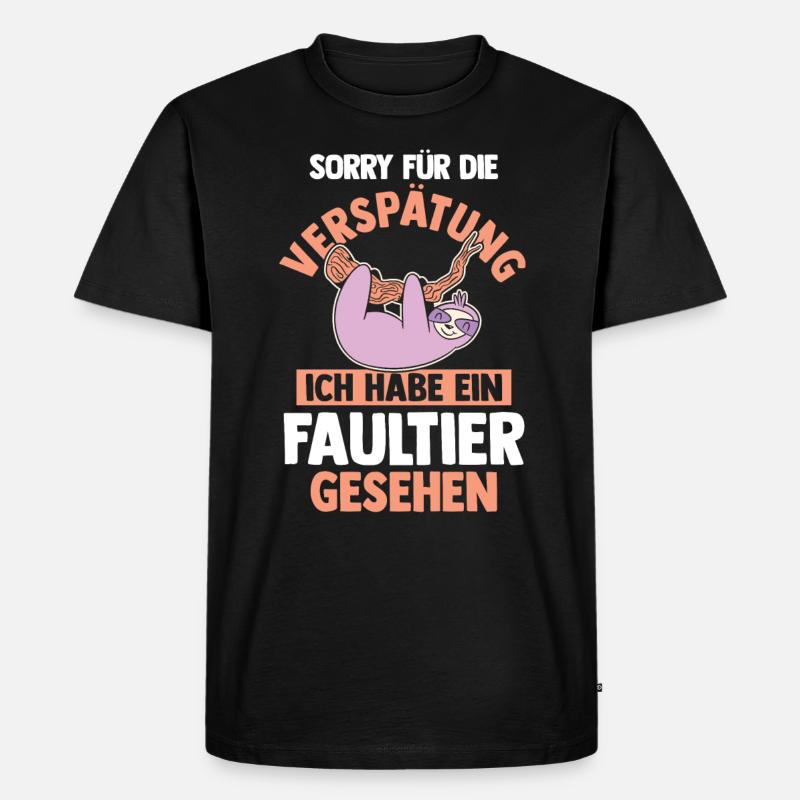 Faultier - Männer Premium Bio T-Shirt - Schwarz