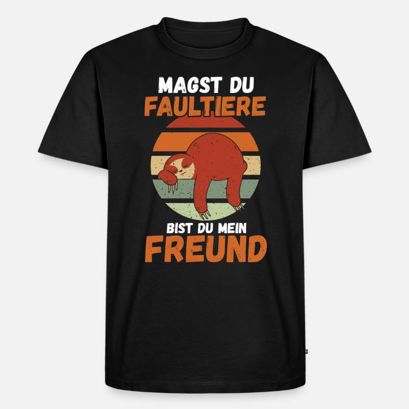 Faultier - Männer Premium Bio T-Shirt - Schwarz