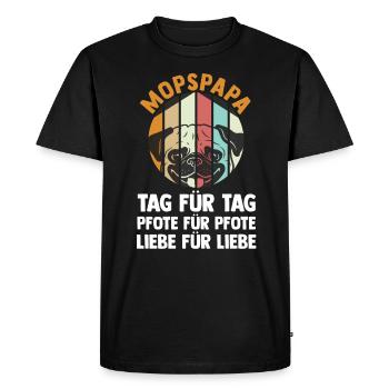 Chien Papa Vadrouille Papa Maître Chien Carlin - T-shirt Premium bio Homme - noir - Devant - Nico (187cm)