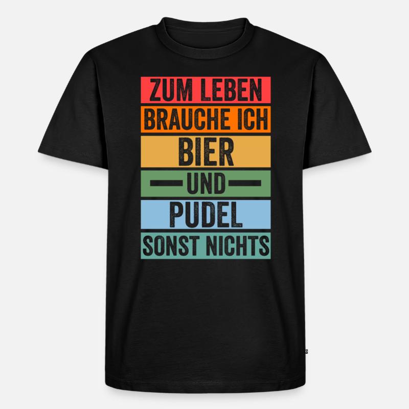 Hund Bier Pudel - Männer Premium Bio T-Shirt - Schwarz