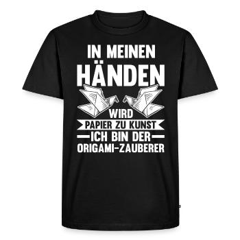 Japanese Folding Art Origami - Men's Premium Organic T-Shirt - black - Front - Nico (187cm)