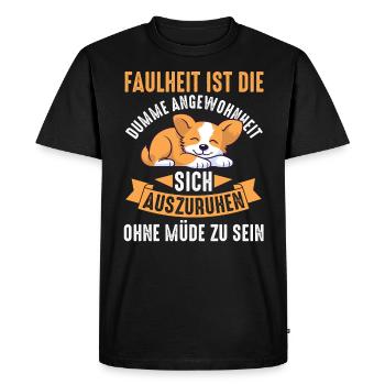 Dog, morning grouch, laziness, chilling, lazy, late nap - Men's Premium Organic T-Shirt - black - Front - Nico (187cm)