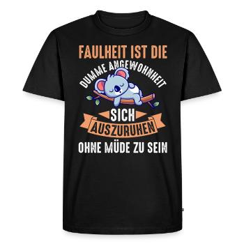 Koala Morning Grouch Laziness Chilling Lazy Long Sleeper - Men's Premium Organic T-Shirt - black - Front - Nico (187cm)