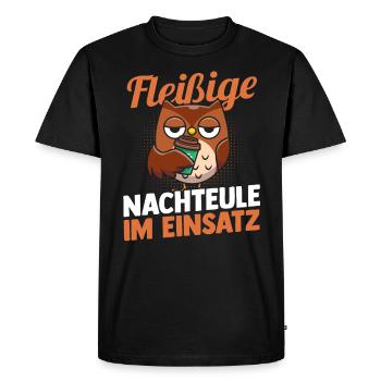 Industrious Night Owl Night Shift - Men's Premium Organic T-Shirt - black - Front - Nico (187cm)