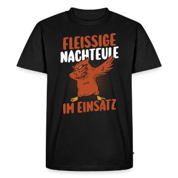 Industrious Night Owl Night Shift - Men's Premium Organic T-Shirt - black - Front - Nico (187cm)