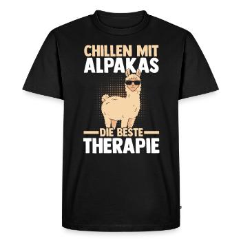 Alpaga - T-shirt Premium bio Homme - noir - Devant - Nico (187cm)