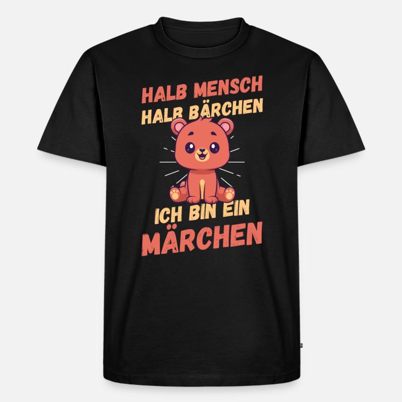 Halb Mensch Halb Bärchen - Männer Premium Bio T-Shirt - Schwarz