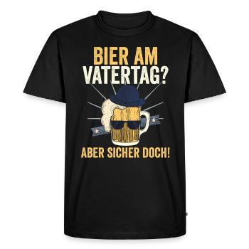 Papa Bier Vater Vatertag - Männer Premium Bio T-Shirt - Schwarz - Vorne - Nico (187cm)