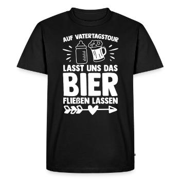 Papa Bière Père Fête des Pères - T-shirt Premium bio Homme - noir - Devant - Nico (187cm)