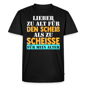 Trop vieux pour cette merde - T-shirt Premium bio Homme - noir - Devant - Nico (187cm)