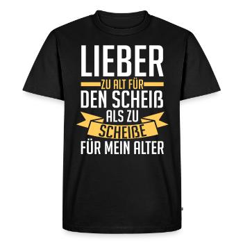 Trop vieux pour cette merde - T-shirt Premium bio Homme - noir - Devant - Nico (187cm)