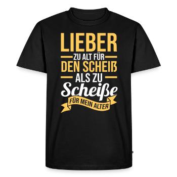 Trop vieux pour cette merde - T-shirt Premium bio Homme - noir - Devant - Nico (187cm)