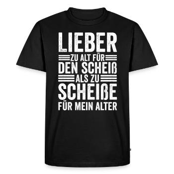 Trop vieux pour cette merde - T-shirt Premium bio Homme - noir - Devant - Nico (187cm)
