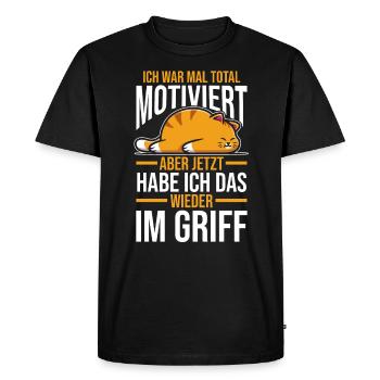 Cat : J’avais l’habitude d’être totalement motivé - T-shirt Premium bio Homme - noir - Devant - Nico (187cm)