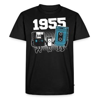 Vintage Born In 1955 Birthday Gift 1955 - Men's Premium Organic T-Shirt - black - Front - Nico (187cm)