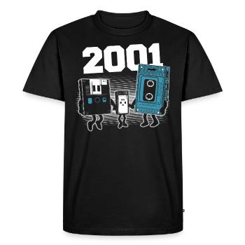 Vintage Born In 2001 Birthday Gift 2001 - Men's Premium Organic T-Shirt - black - Front - Nico (187cm)