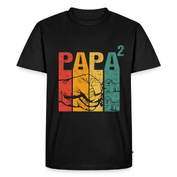 Papa Vater von 2 zwei Zweiten Kindern Zwillinge - Männer Premium Bio T-Shirt - Schwarz - Vorne - Nico (187cm)