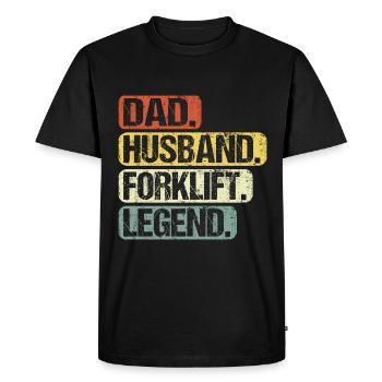 Forklift driver Papa Dad Funny sayings Legend - Men's Premium Organic T-Shirt - black - Front - Nico (187cm)