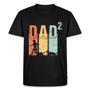 Dog Dad Dad Dad Father with 2 two dog dogs - Men's Premium Organic T-Shirt - black - Front - Nico (187cm)