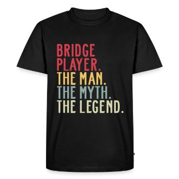 Joueur de bridge Papa Paroles de joueur de bridge Humour - T-shirt Premium bio Homme - noir - Devant - Nico (187cm)