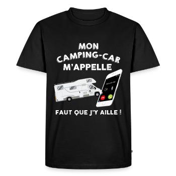 Humour Camping-car voyage et portable - T-shirt Premium bio Homme - noir - Devant - Nico (187cm)