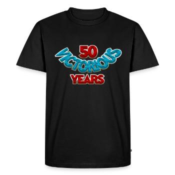 50 années victorieuses - T-shirt Premium bio Homme - noir - Devant - Nico (187cm)