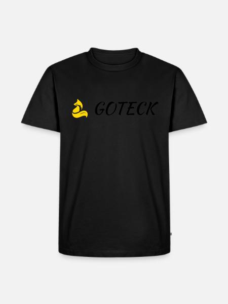 Logo seitwärts mit goldenem Fuchs - Männer Premium Bio T-Shirt - Schwarz