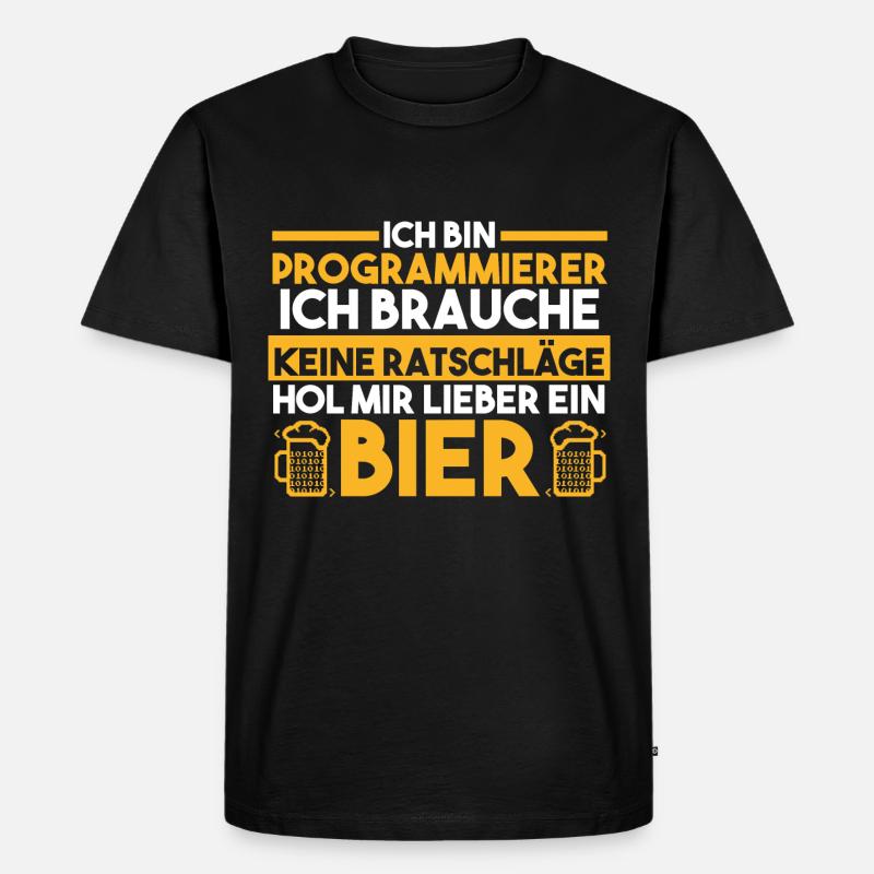 Programmieren Entwickler Coder Bier Programmierer - Männer Premium Bio T-Shirt - Schwarz