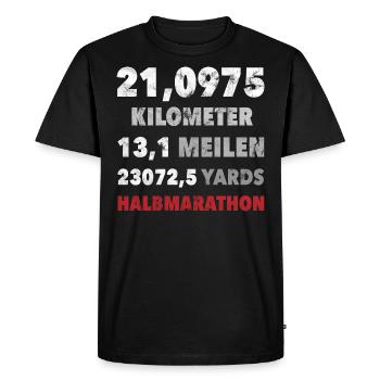 21.0975 KM Half Marathon 13.1 Miles Run Gift - Men's Premium Organic T-Shirt - black - Front - Nico (187cm)