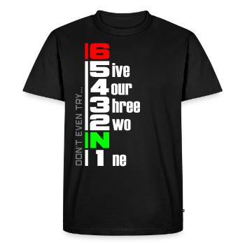 Motorrad Gangschaltung Motorradfahrer 1N23456 - Männer Premium Bio T-Shirt - Schwarz - Vorne - Nico (187cm)