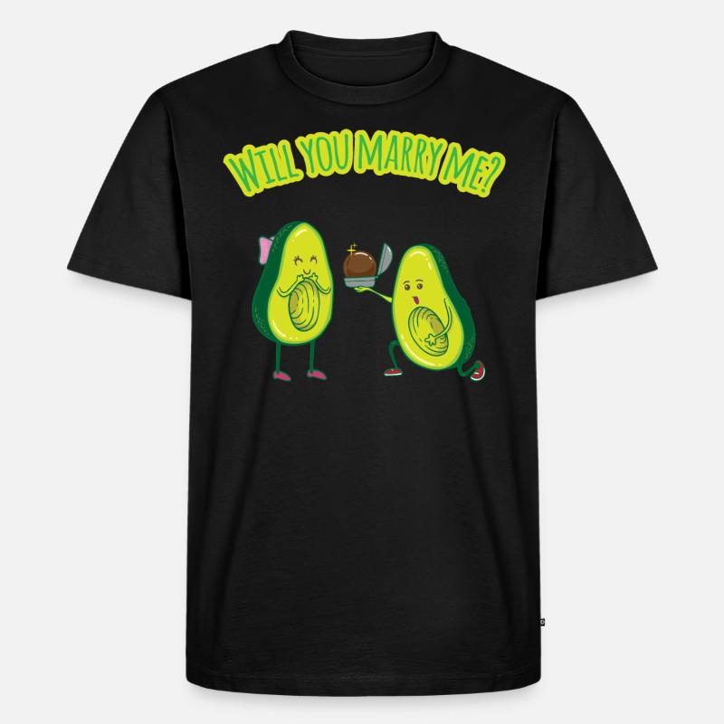 Avocado Heiratsantrag - Antrag Hochzeit - Männer Premium Bio T-Shirt - Schwarz