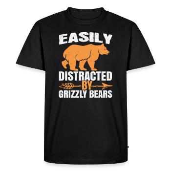 Ours en peluche ours grizzly disant - T-shirt Premium bio Homme - noir - Devant - Nico (187cm)