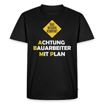 Achtung Bauarbeiter mit Plan - Männer Premium Bio T-Shirt - Schwarz - Vorne - Nico (187cm)