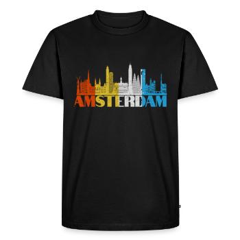 Amsterdam T-shirt Pays-Bas Souvenir Hollande - T-shirt Premium bio Homme - noir - Devant - Nico (187cm)