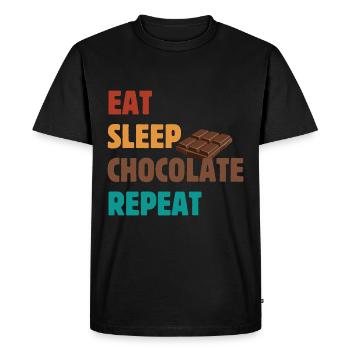 Eat Sleep Chocolate Repeat - Chocolate Saying - Men's Premium Organic T-Shirt - black - Front - Nico (187cm)