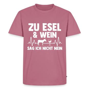 Wein Esel - Männer Premium Bio T-Shirt - Mauve - Vorne - Nico (187cm)